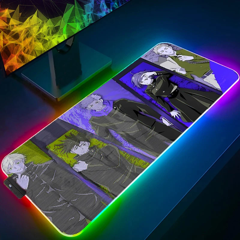 

RGB Mouse Pad jujutsu Kaisen Gaming Accessories PC Gamer 900x400 Computer Desk Mat Laptop Varmilo LED Keyboard Anime Mousepad