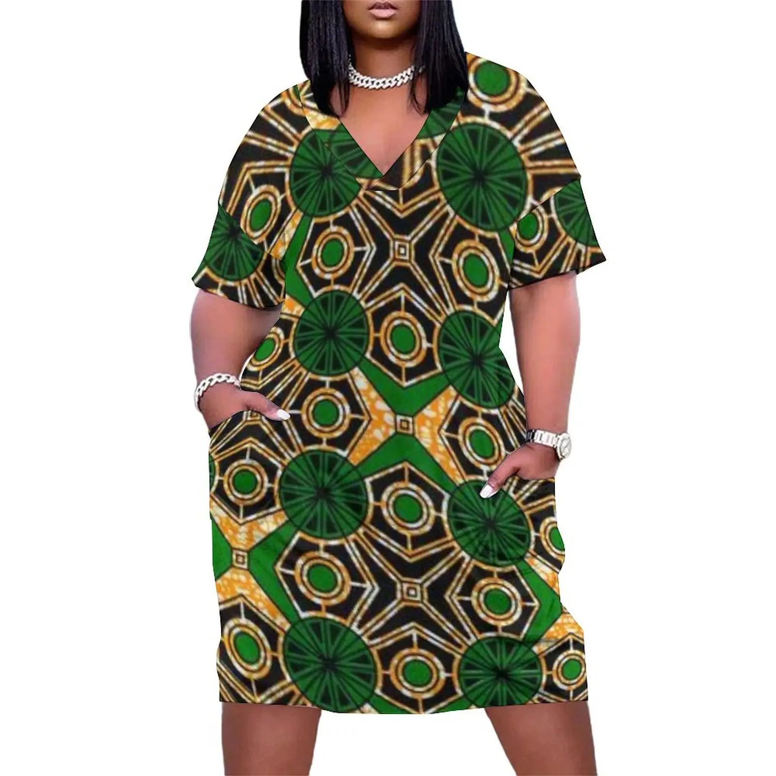 

Beautiful African Pattern Loose Pocket Dress prom clothes sexy short dresses daring women's elegant loose dresses