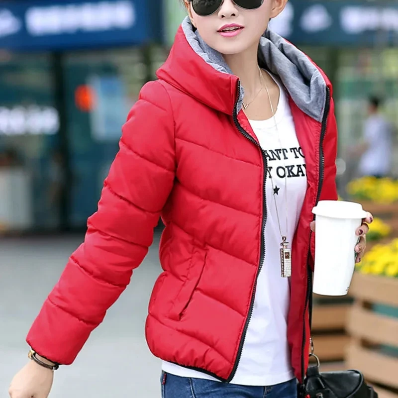 Women\'s down padded jacket thick warm hooded long sleeve South Korea fashion park coat 2023 new