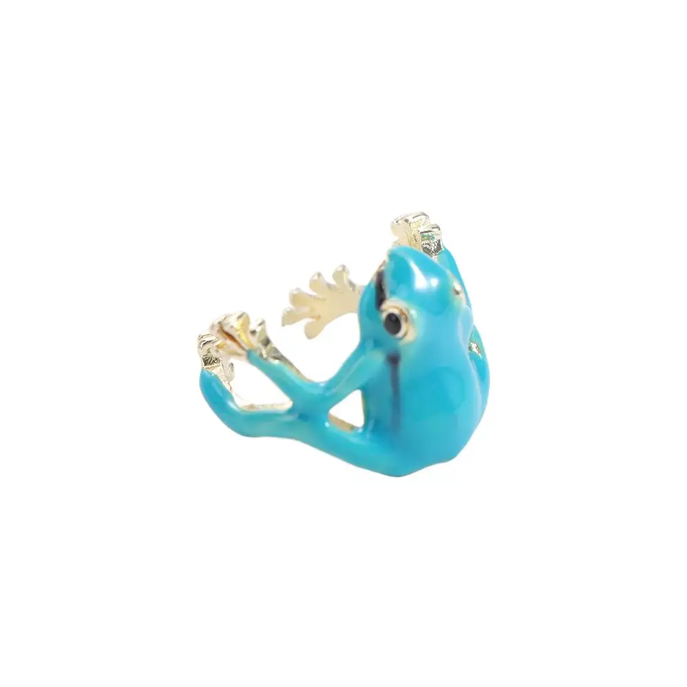 Fashion Weird Green Frog Ring Alloy Cute Creative Frog Ring Enamel Funny Finger Ring Gift