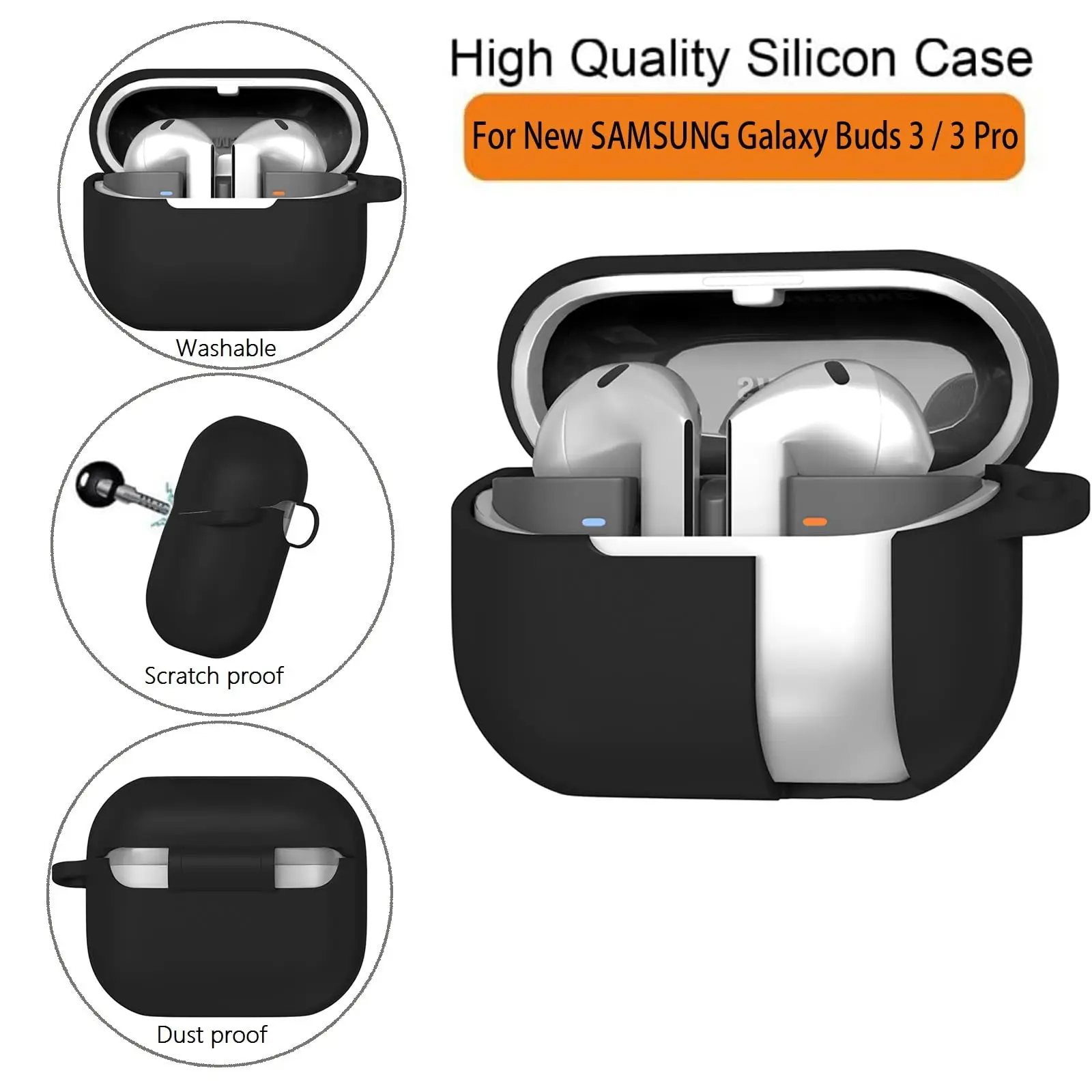 For Samsung Galaxy Buds 3 New Silicone Case 2024 with Cleaning Kit Case Wireless Charging Box Case For Samsung Galaxy Buds 3 Pro