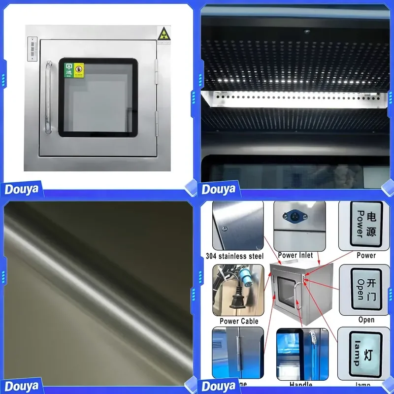 CE Certified Electronic Interlock Stainless Steel 304 Gmp Transfer Window HEPA Filter Clean Room Pass Box for Hospital Lab