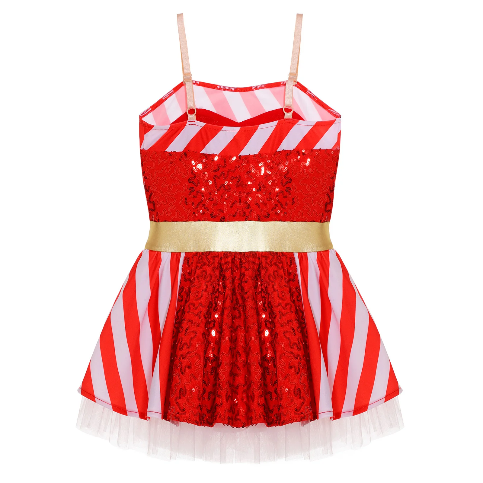 Kid Girls Sequins Christmas Santa Clause Costume Xmas Party New Year Elf Sleeveless Bow Tutu Dress Performance Dancewear