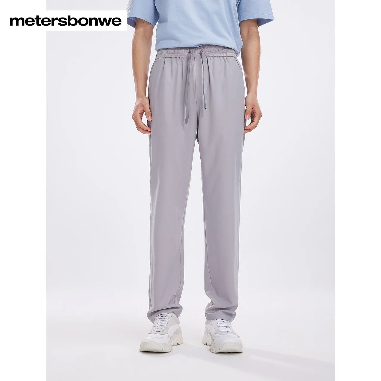 Metersbonwe-2024 New Summer Men Cool Casual Trousers Mid Waist Quick Dried Pants, Elastic, Comfortable, Brand Bottoms