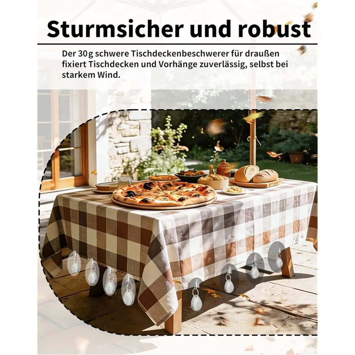 (A02R] Pack of 8 Tablecloth Weights Extra Heavy Real Marble Tablecloths Drop Shape Tablecloth Weights with Metal Clip