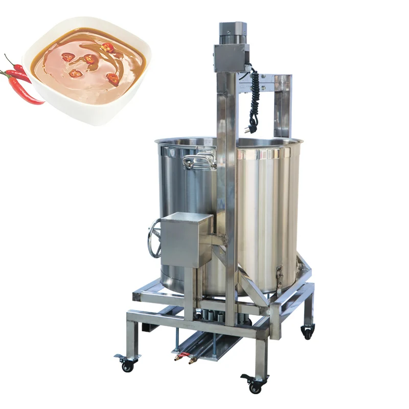 

Chili Tomato Sauce Cooker And Mixer Soup Porridge Boiling Cooking Kettle Pot Gas Heating Curry Paste Sauce Making Machine