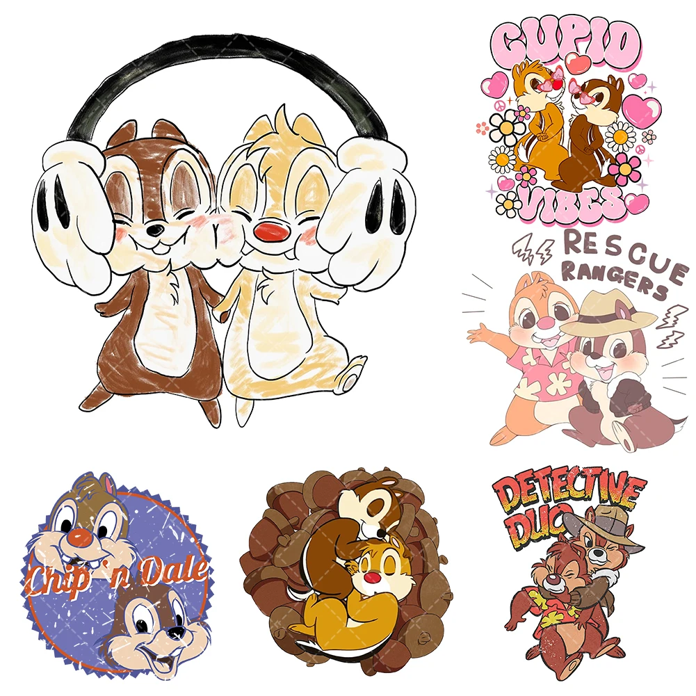 

Disney Cartoon Animal Chip Squirrel Heat Transfer Sticker Waterproof for Cloth T-shirt Sweatshirt Pants DIY Craft