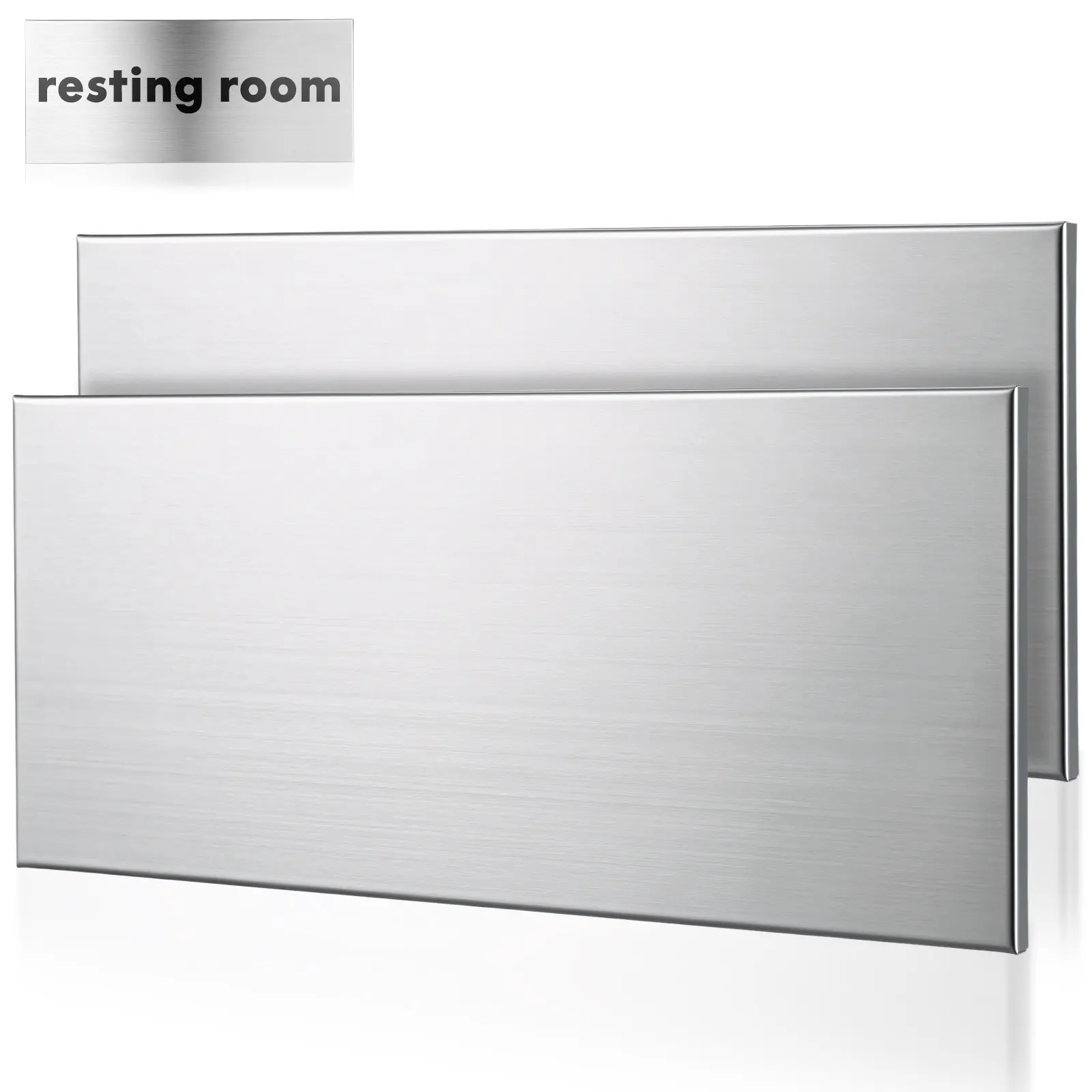 

2Pcs Blank Metal Name Plate 25x11cm Brushed Stainless Steel Door Sign Adhesive Backing for Office Room Front Door Hospital Hotel