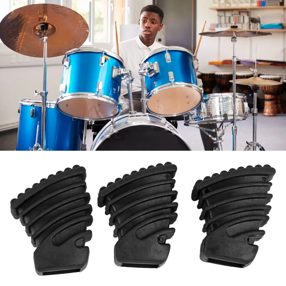 3PCS Non-Slip Drum Rubber Feet Anti-Vibration Rubber Material Drum Floor Protectors Black Color Drum Hardware Feet For Drum Set