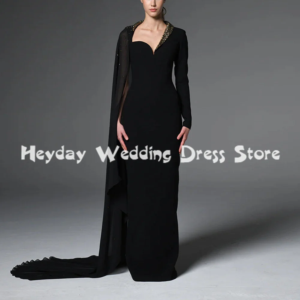 

Heyday женские прямые вечерние платья из бисера по индивидуальному заказу с длинными рукавами длиной до пола, элегантные вечерние платья 2025