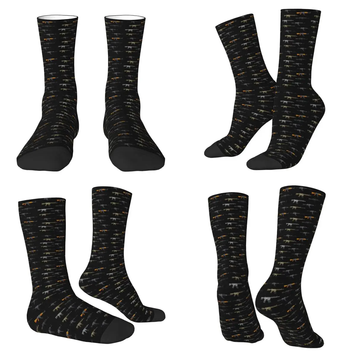 

Military Rifle Pattern Socks Harajuku Sweat Absorbing Stockings All Season Long Socks Accessories for Man's Woman's Gifts