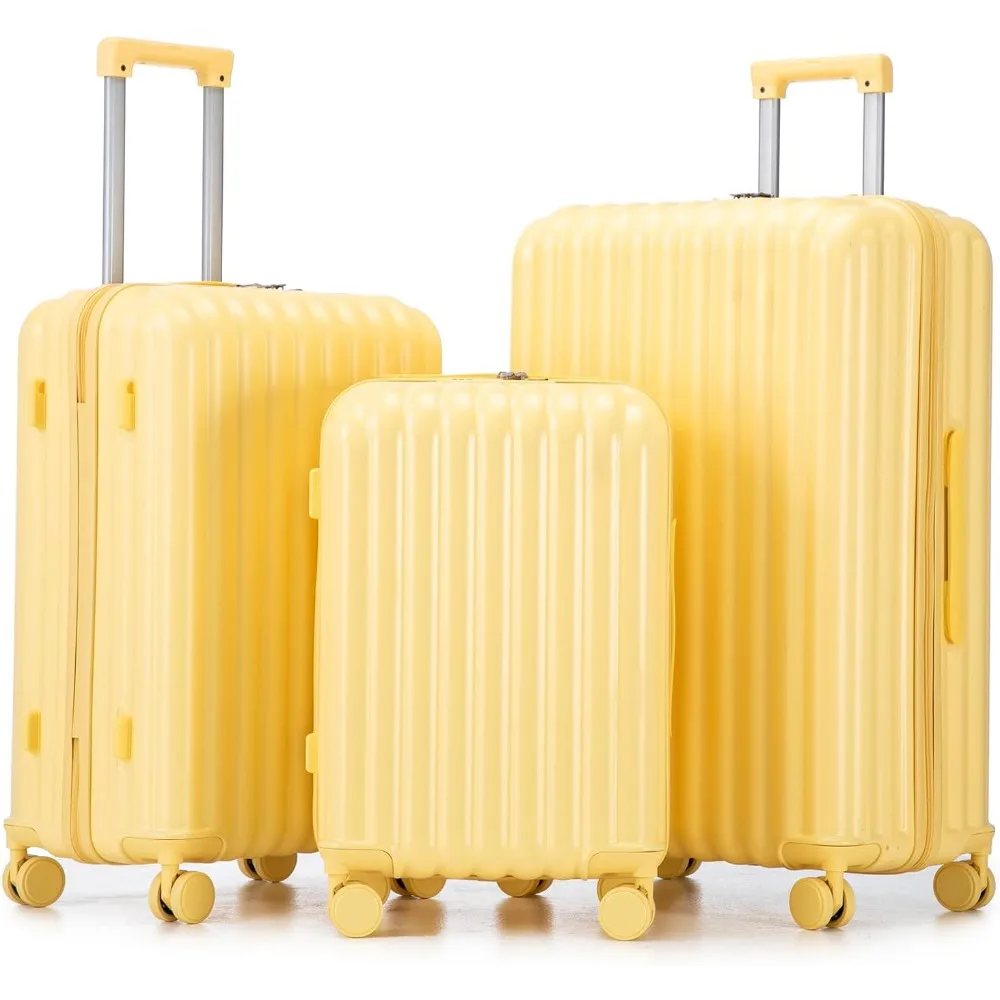 

Luggage set, 3-piece luggage with rotating wheels, luggage with Tsa lock cup holder and phone holder