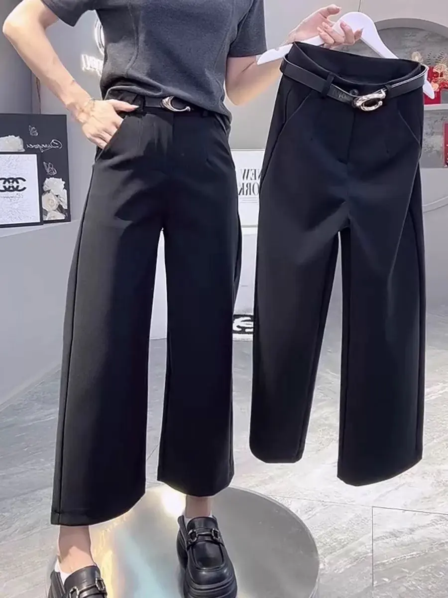 

Женские осенние модные брюки с высокой талией, облегающие, прямого кроя, эластичные в четырех направлениях, повседневные брюки-харлан в корейском стиле, Южная Корея