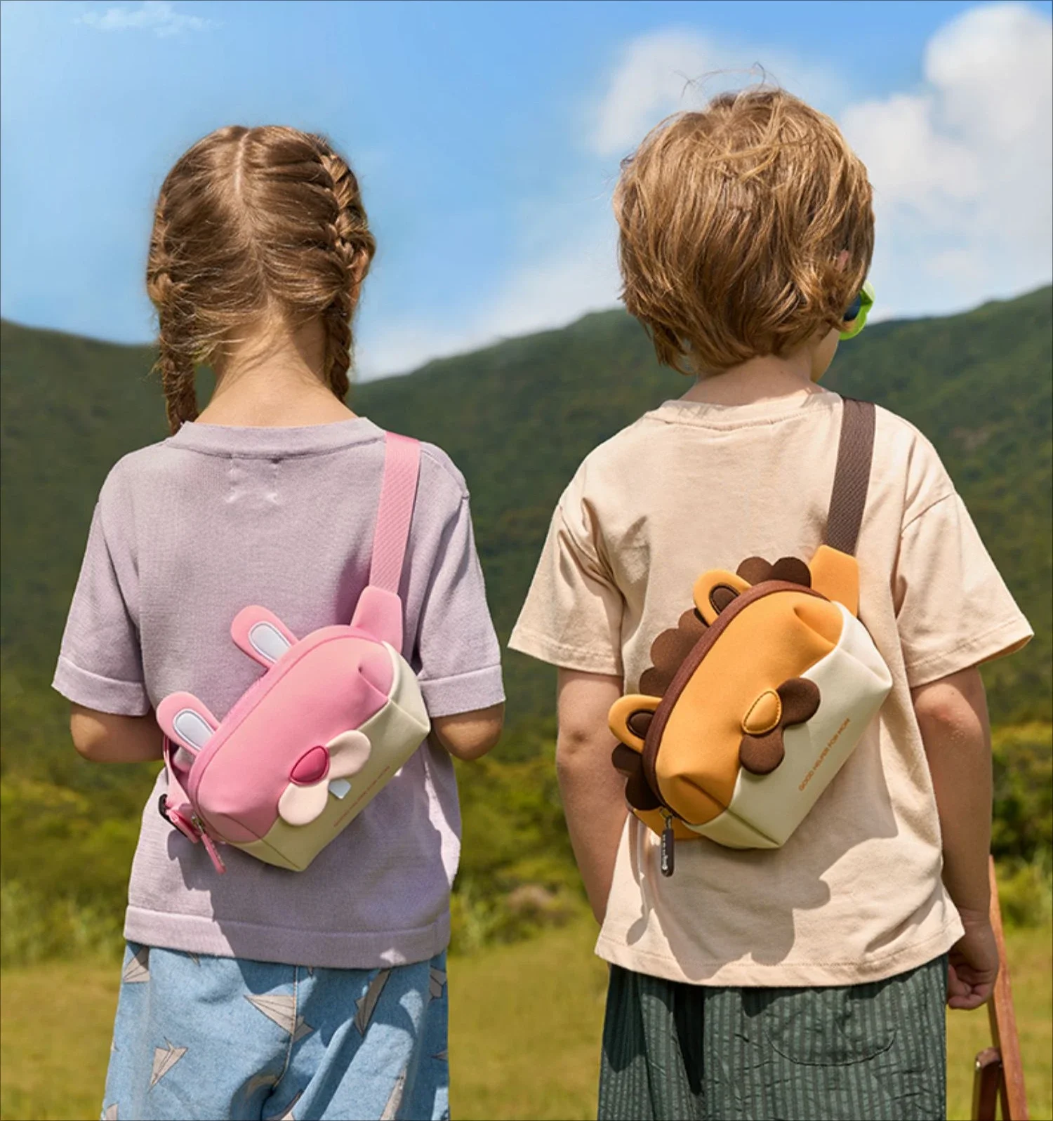 Mochila pequena de viagem infantil fofa, bolsa mensageiro, meninos e meninas, novo