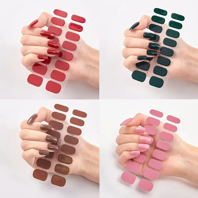 여성 및 소녀용 네일 스티커 12장 x 16개, 풀 랩 네일 폴리쉬 스트립, 셀프 접착 젤 네일 아트 데칼
