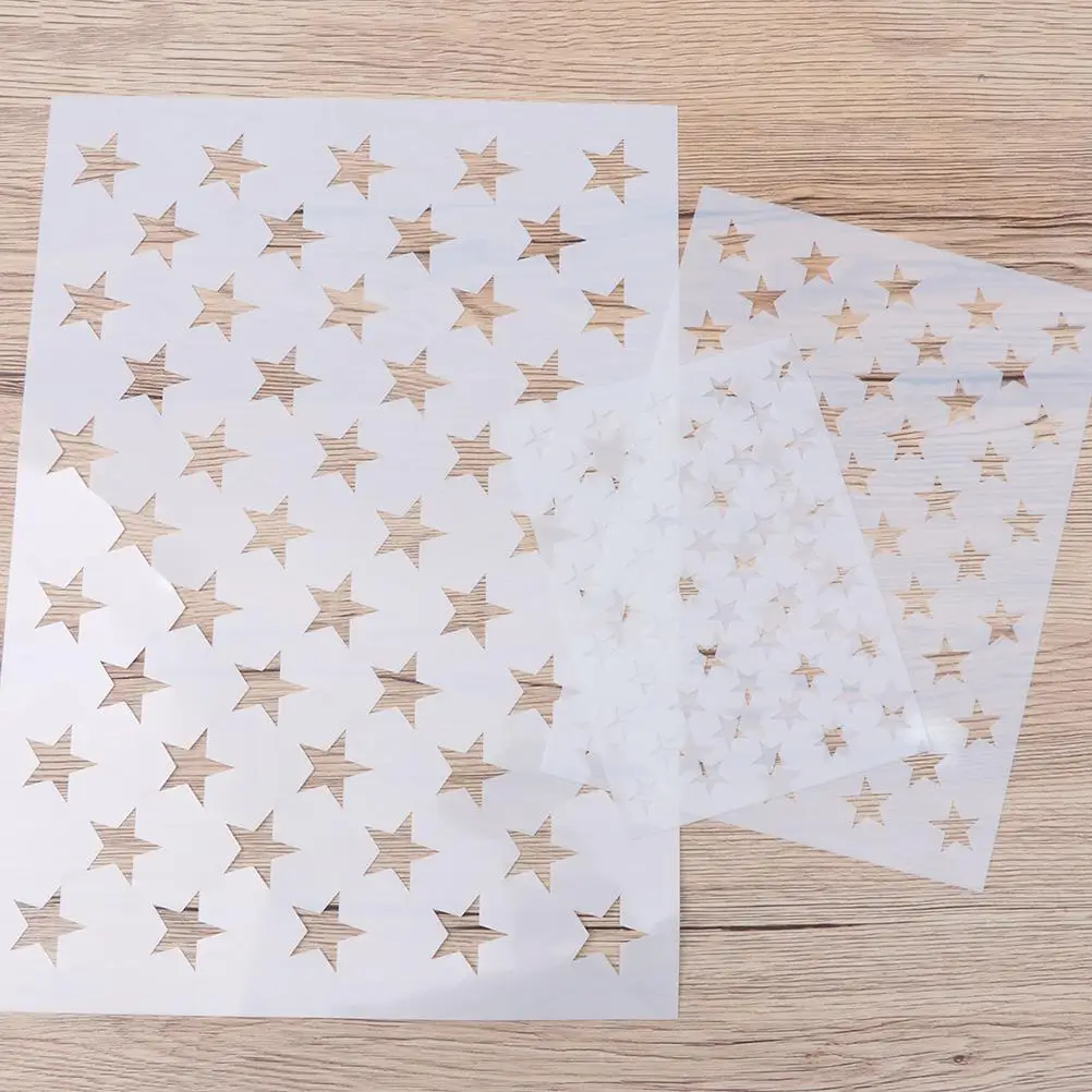 5 ชิ้น Hollow Inkjet แม่แบบ Star สําหรับภาพวาดธงวันประกาศอิสรภาพบนหัตถกรรมไม้คุณภาพสูง