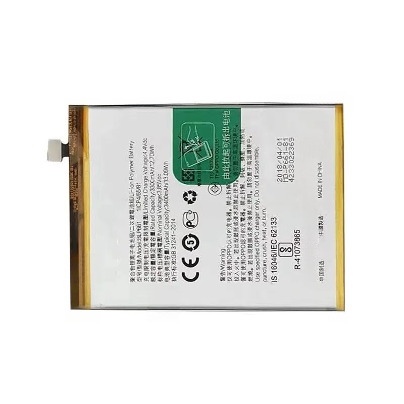 100% New Compatible 3400mAh BLP661 For OPPO A3 F7 Realme 1 CPH1821 High Capacity Battery