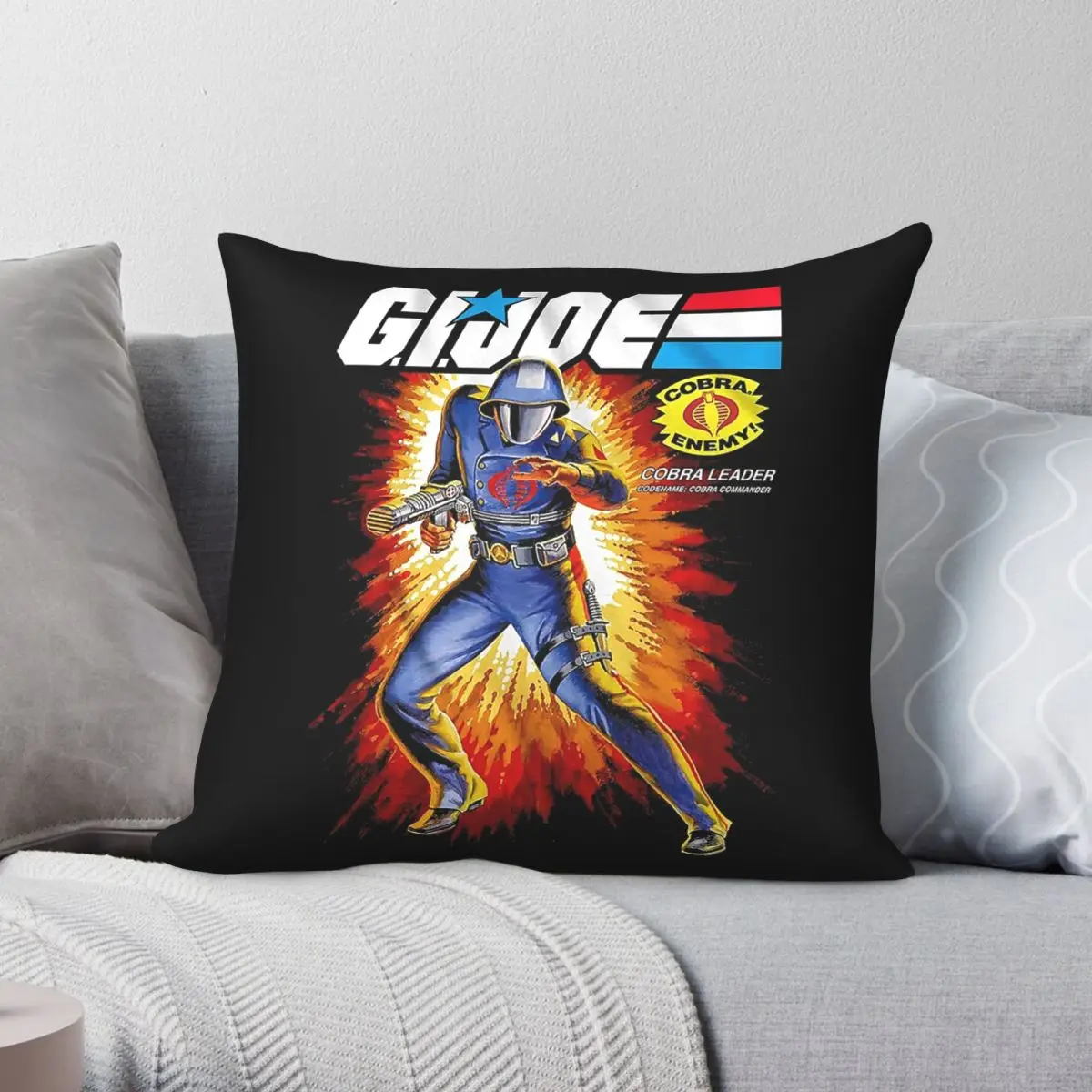 G.I Joe Cobra Commander Square Pillowcase Polyester Linen Velvet Creative Zip Decor Room