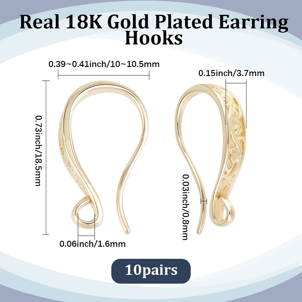 20Pcs French Earring Hooks U Shape Earring Findings French Earring Wires with Loop Gold Brass Aesthetics Dangle Ear Connectors