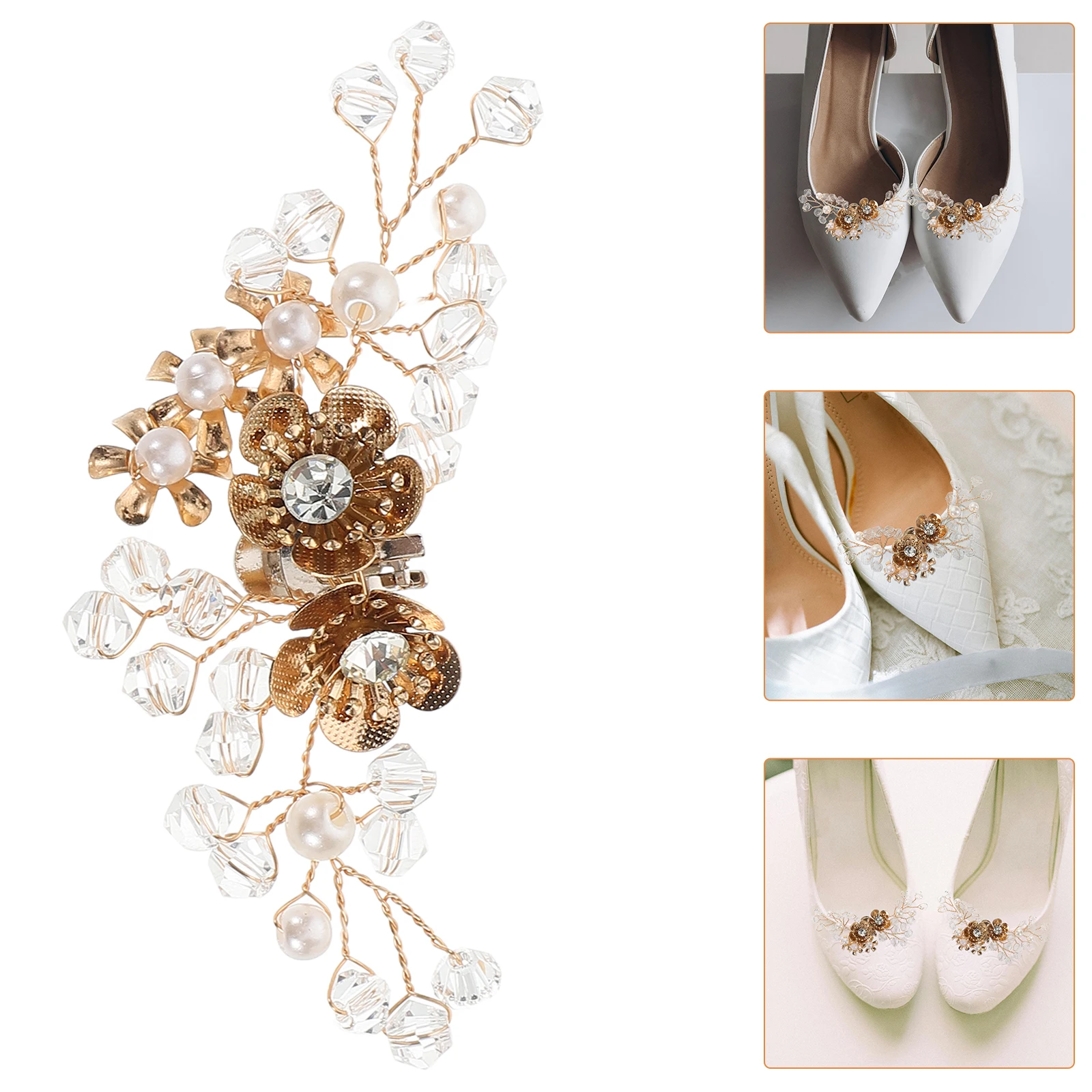 

2 Pcs Ornament Flower Crystal Shoe Decoration Decorations Clips Hair Jewelry for Women Buckle