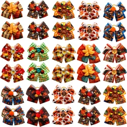 50/100pcs Autumn Doggy Hair Bows Rubber Bands Fall thanksgiving Puppy Dog Hair Bows Small Dog Grooming Accessories Pet Supplies