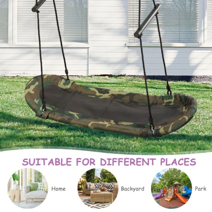 Saucer Tree Swing Surf Outdoor Adjustable Oval Platform Set with Handle