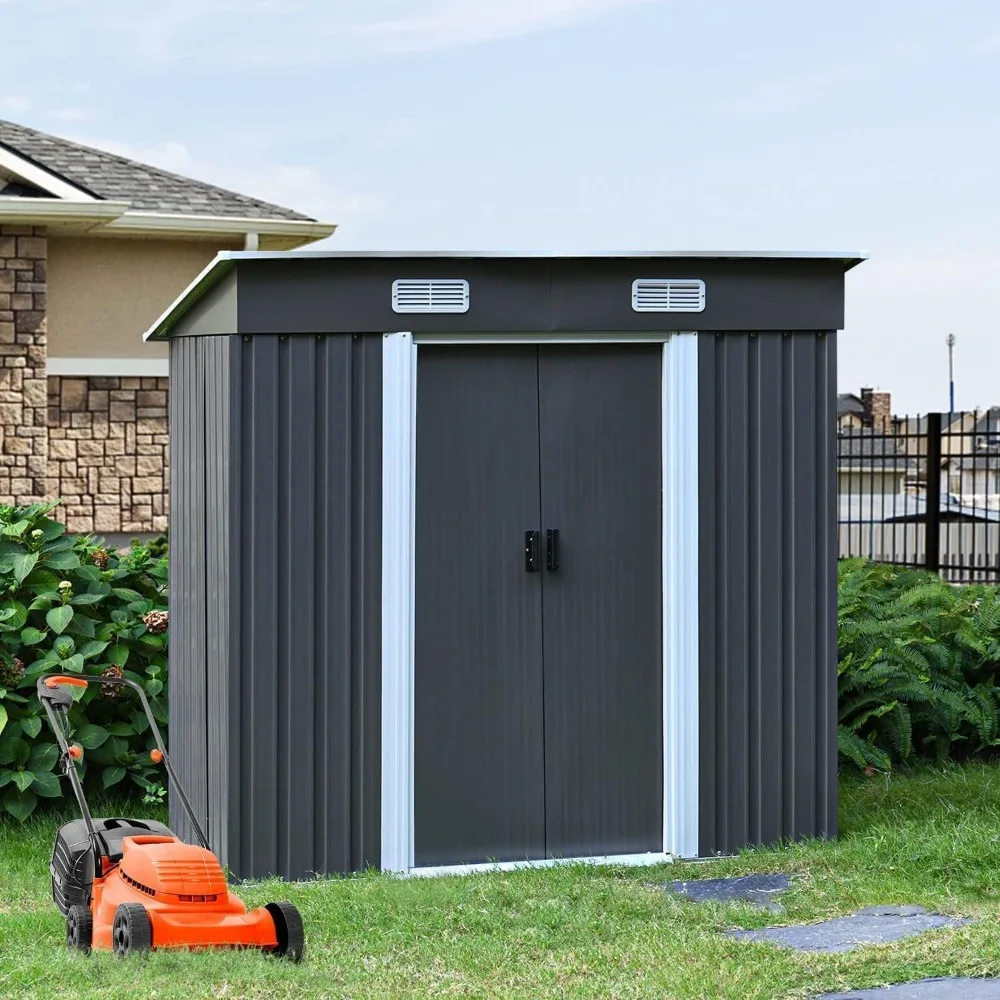 

6 X 4FT Outdoor Storage Shed, Metal Sheds & Outdoor Storage Sheds with Sliding Door for Bike, Garden Shed Small Tool