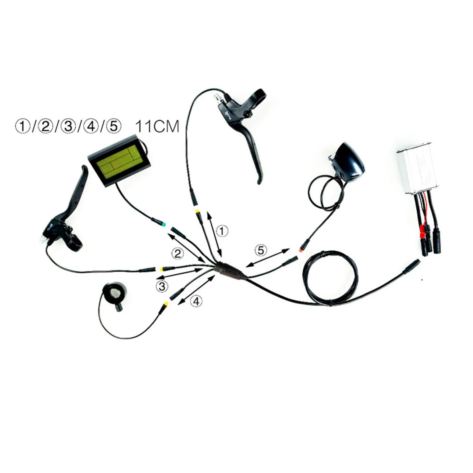 Electric Bicycle E-bike Integration Cable Waterproof 1 to 5 For KT Controller Motor Throttle Brake Conversion Accessory