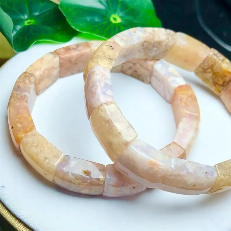 

Natural Flower Agate Bangle Reiki Healing Fengshui Stone Fashion Jewelry For Women Holiday Gift 1PCS