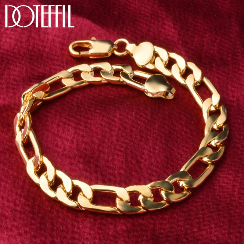8mm Side Chain 18K Gold Plating Bracelet For Men Women Fashion Charm Jewelry