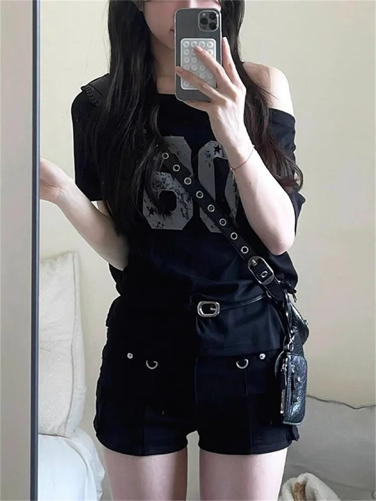 ملابس العمل الأمريكية الرجعية الدنيم orts المرأة حجم كبير منخفضة الخصر تشديد ألف خط ملابس العمل فائقة فورت السراويل الساخنة عالية الخصر الجينز