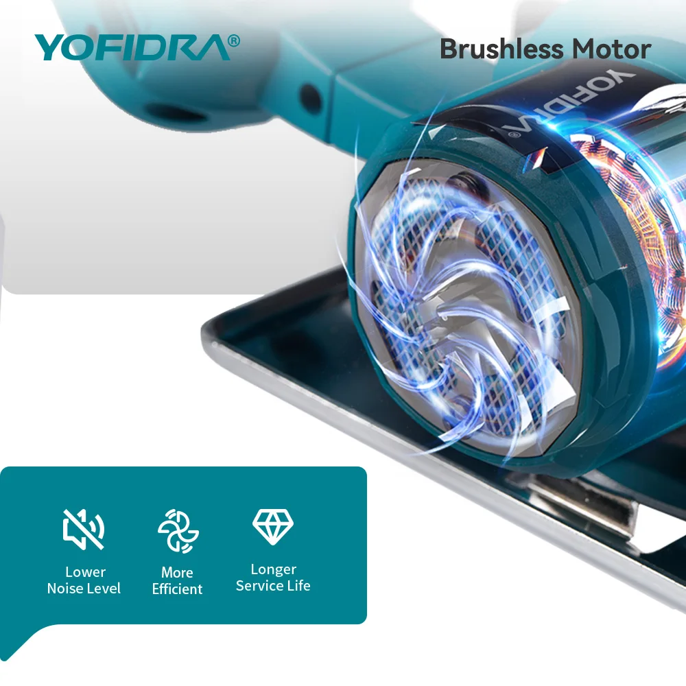 YOFIDRA 5Inch 10800RPM Brushless Electric Circular Saw Cordless 45° Adjustable Cutting Saw Power Tool For Makita 18V Battery Pin