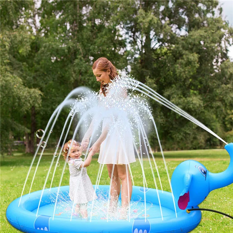 Cartoon Elephant Water Spray Game Mat Outdoor Play Mat Lawn Beach Sea Animal Inflatable Water Spray Kids Sprinkler Play Pad Mat