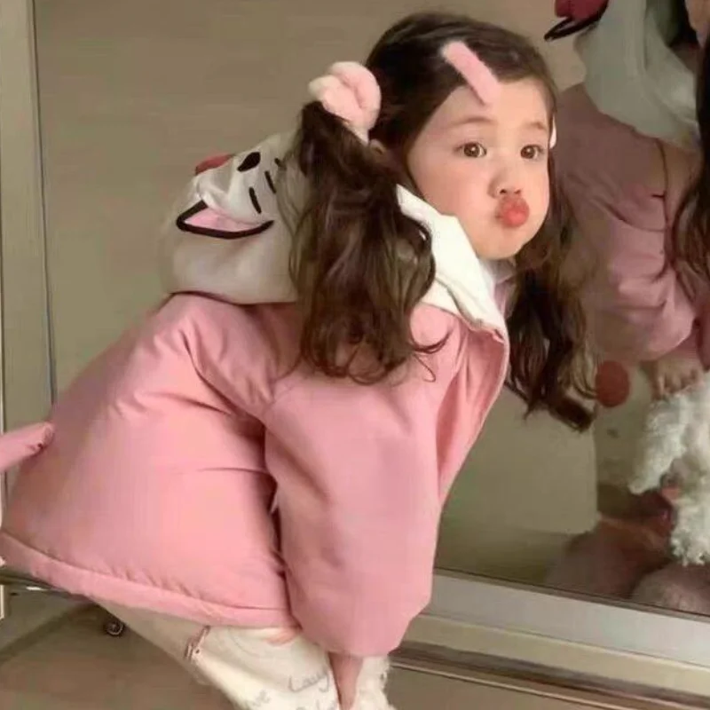 

Куртка Sanrio Hello Kitty для девочек, хлопковая, осенне-зимняя, с капюшоном, повседневная, в стиле колор-блок, утепленная, в стиле принцессы, с мультяшным принтом