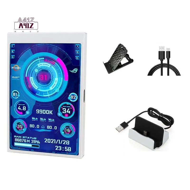 

A41Z-3.5 Inch IPS Mini Secondary Screen Computer CPU GPU RAM HDD Data Monitor Type-C LCD Monitor AIDA64 With Stand