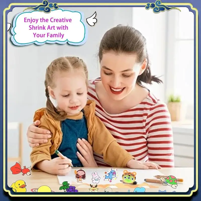 Portable 160Pcs Shrink Plastic Sheets Kit,7.9 X 5.7 Inch Shrink Paper Sheets And Keychains Making Accessories For Kids DIY Craft