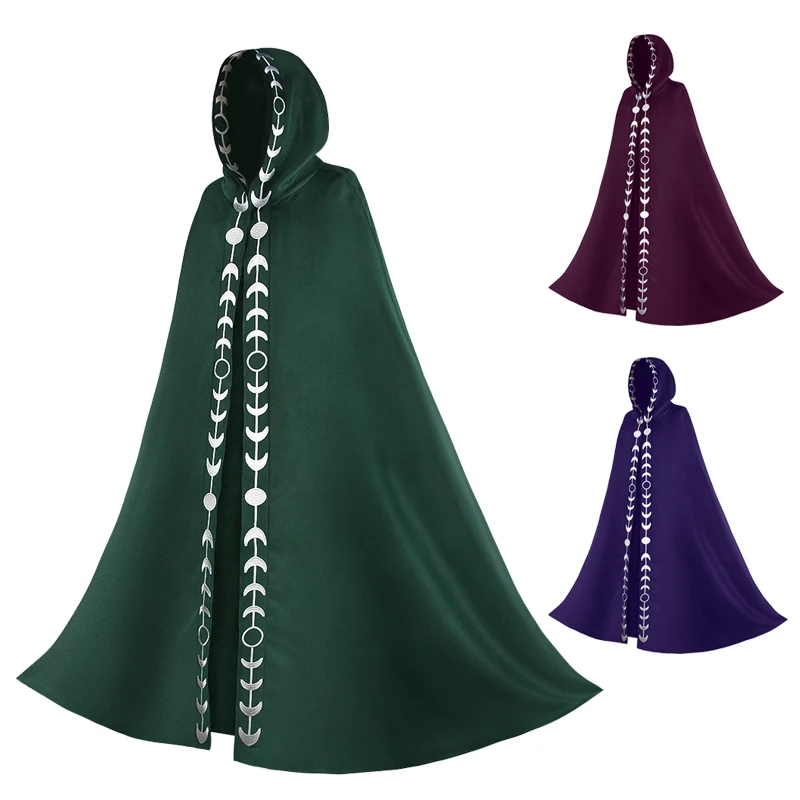 

Hooded Priest Cape Medieval Renaissance Cos Mage Cape Embroidered Halloween Cosplay Costume Stage Performance Costume