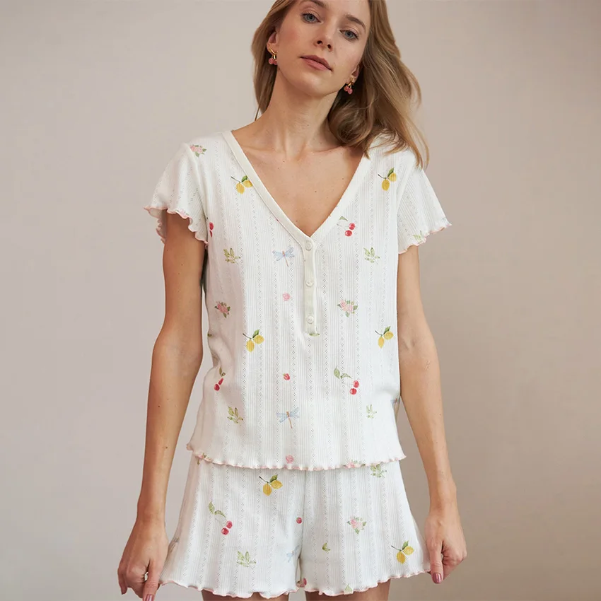 hiloc-home-pijama-corto-con-estampado-de-volantes-tops-informales-con-cuello-en-v-y-minipantalones-con-cintura-elastica-conjuntos-de-2-piezas-ropa-de-dormir-bonita-2025