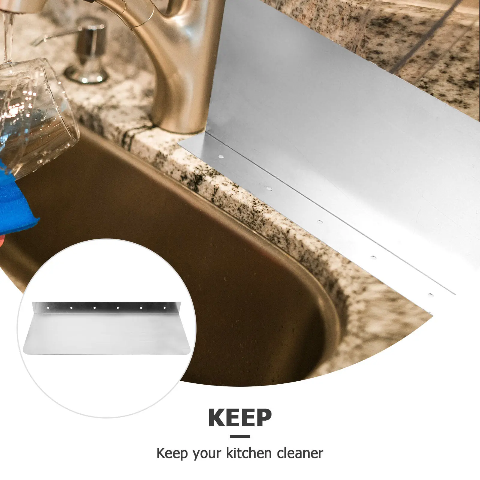 2Pcs Anti-Splashing Guard Kitchen Sink Metal Adjustable Splashing-Proof Baffle Board Splash Prevention Accessory for Cleaner