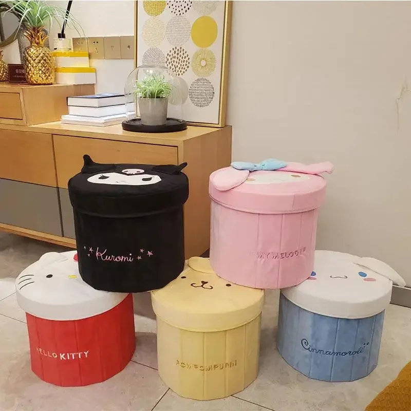 

Sanrio My Melody Trash Bucket Storage Box Kawaii Anime Hello Kitty Kuromi Cinnamoroll Cartoon 30CM Folding Tubular Storage Box