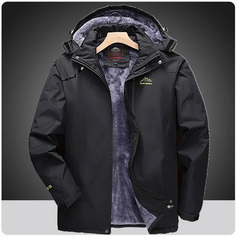 

Plus size Men Winter Thick Fleece Parkas Waterproof Jacket Men Quality Outdoor Jet Ski Snow Warm Parkas Jacket Coat Men Outwear