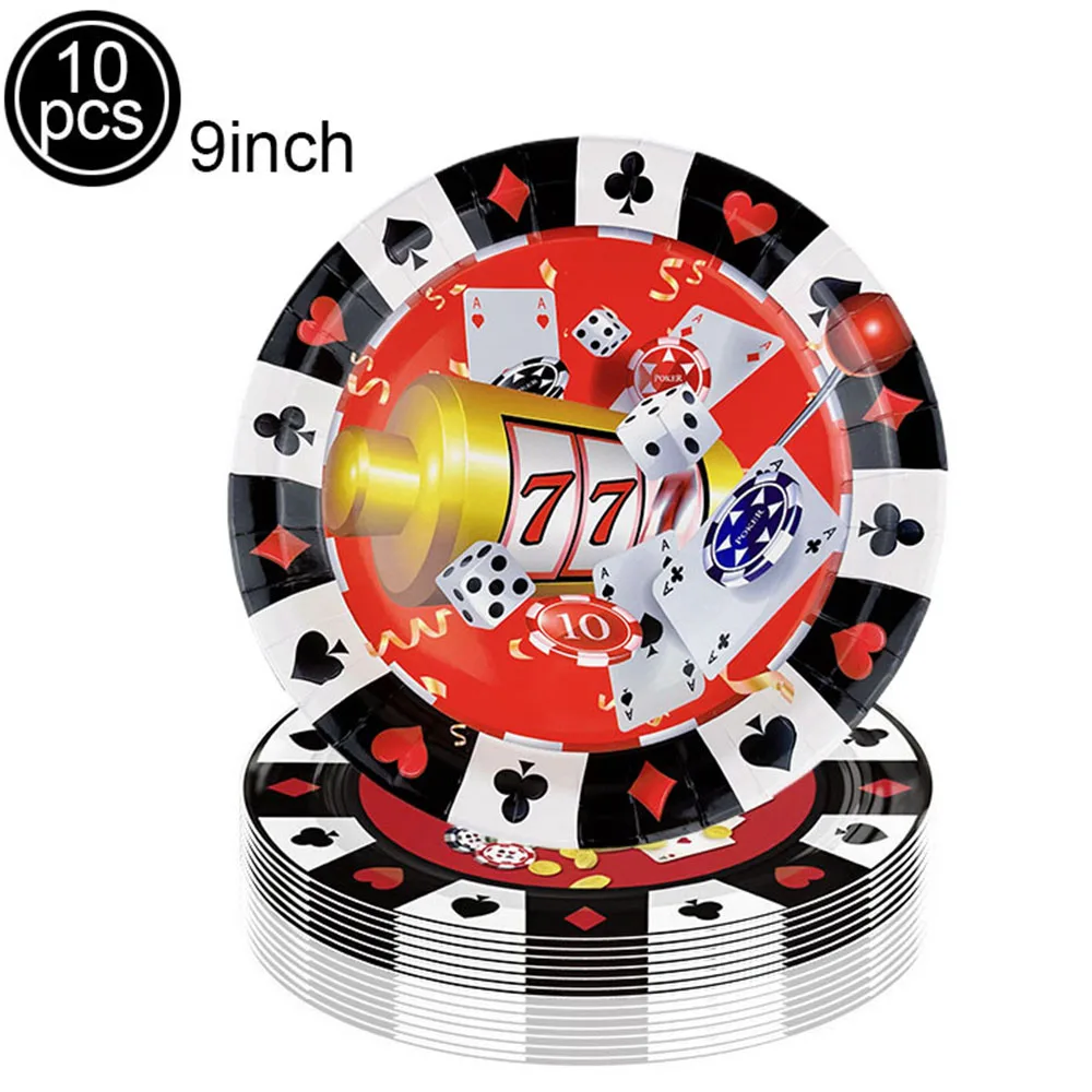 Casino-Themenpartygeschirr, Poker-Party, Pappteller, Servietten, Teller, Tassen für Erwachsene, Las Vegas Casino-Themenpartydekorationen – Detail 4