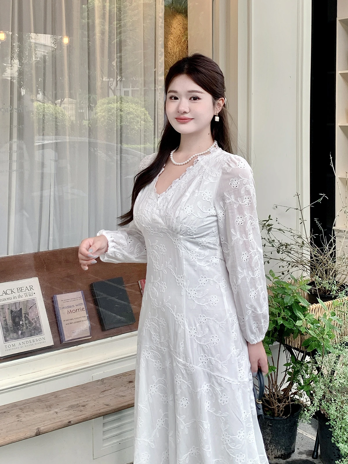 

Винтажное кружевное платье больших размеров с вышивкой V-Ne Dr Ele Slim Fi Tail, длинное платье с французским вырезом и высокой талией, длинное све