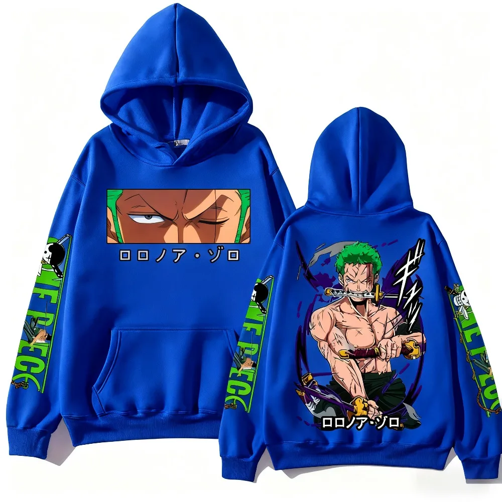 

Толстовка One Piece Anime Zoro, толстовка в стиле Харадзюку в стиле хип-хоп, мужская толстовка, карман с капюшоном, уличный пуловер, верхняя толстовка, подарок