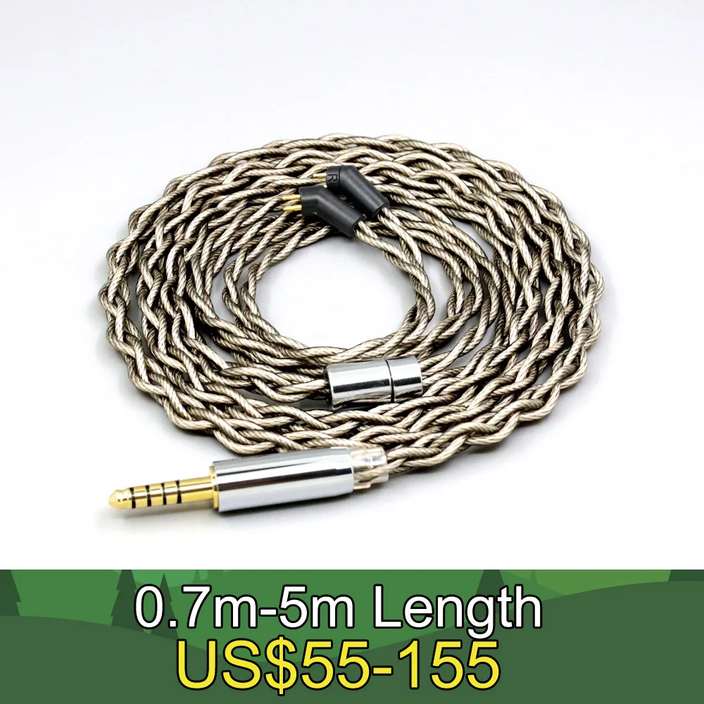 

99% Pure Silver + Graphene Silver Plated Shield Earphone Cable For Etymotic ER4B ER4PT ER4S ER6I ER4 2pin 4 core 1.8mm LN007943