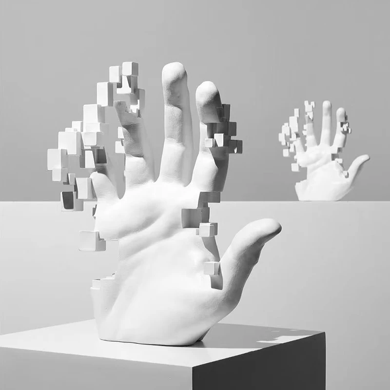 20cm Modern Decoration Mosaic Sculpture Hand Model Resin Abstract Figurine Home Desktop Decor Fashion Study Office Statue