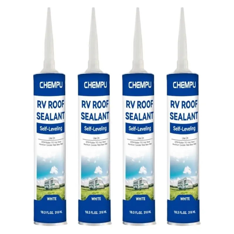 

Rv Roof Sealant 4PCS Self-Leveling Cargo Trailer Roof Sealant Rv Caulking White For Rv Roofing Maintenance Repair Appliance