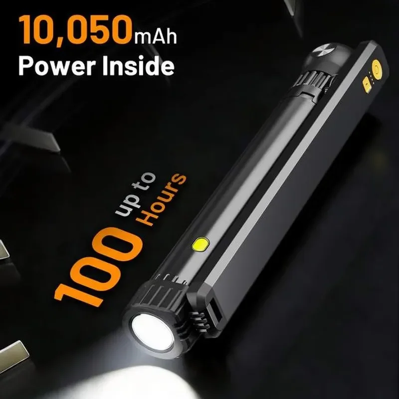 Flat LED Flashlight 10050mAh Power Bank Camping Light Side Mode Portable Outdoor Emergency Torch Rechargeable Lantern for