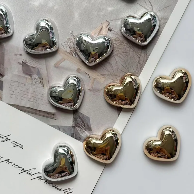 6pcs Sweet Small Silver Gold Heart Refrigerator Magnets Mini Creative Fridge Magnet Decorative