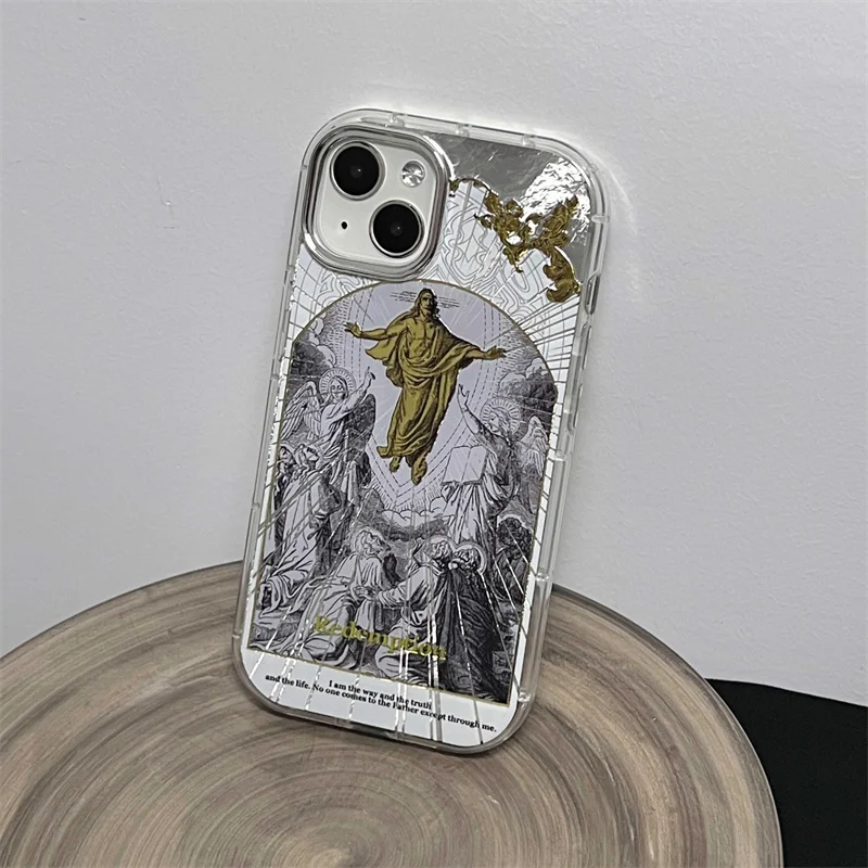 حافظة هاتف مقاومة للصدمات لهاتف آيفون ، حافظة واقية ، تصميم فريد ، موضة ، نحت ذهبي ، سيليكون ، غطاء لهاتف آيفون 15 برو ، 14 ، 13 برو ماكس ، 14 برو ماكس